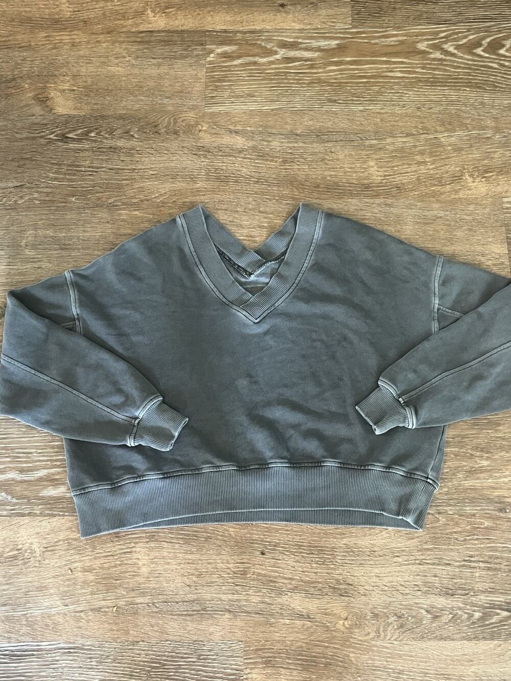 Aerie Vintage Wash Charcoal Gray Crewneck Sweatshirt Women’s XS Oversized